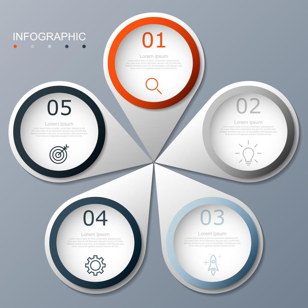 modèle d'infographie avec l'image de 5 rectangles vecteur