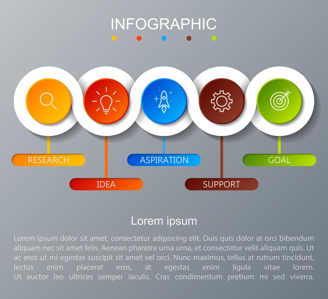 modèle d'infographie avec l'image de 5 rectangles vecteur