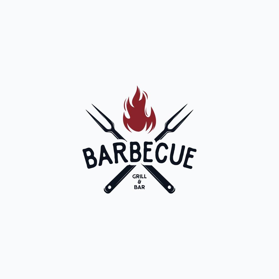 logo grillé au steak de barbecue vintage vecteur