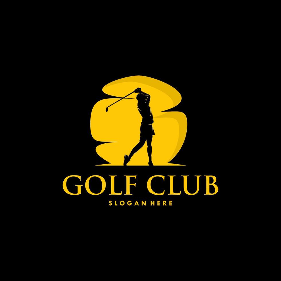 modèle de conception de logo de silhouette de sport de golf vecteur