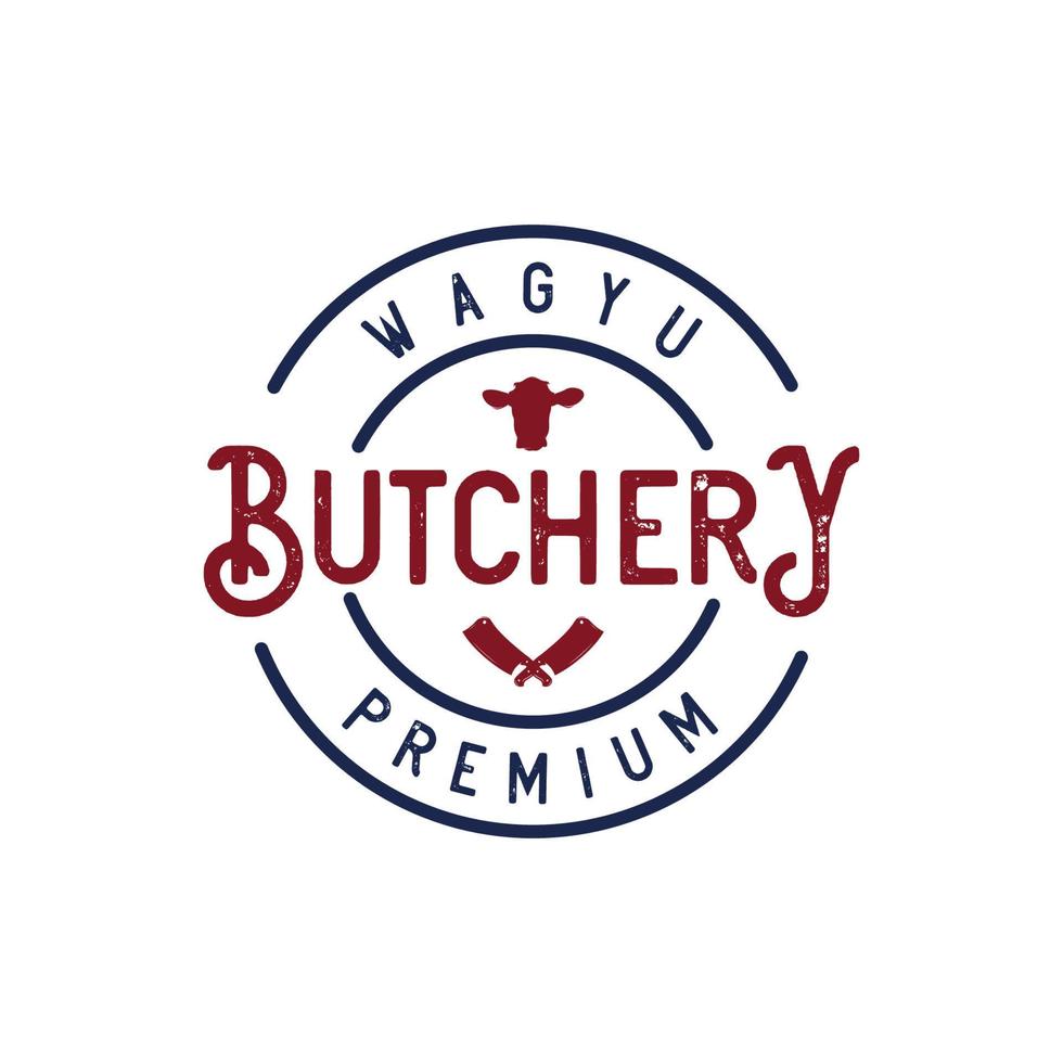 concept de logo vintage boucherie et boucherie vecteur