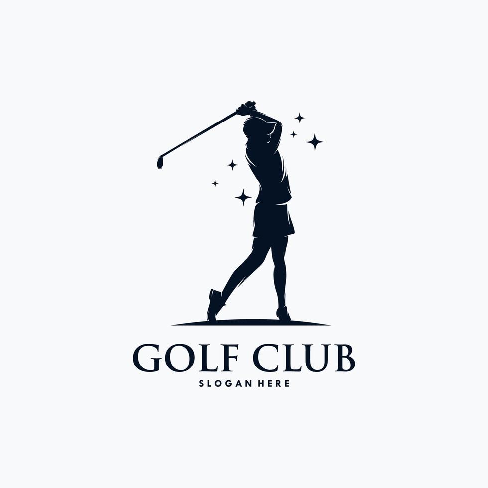 modèle vectoriel de conception de logo de joueur de golf.