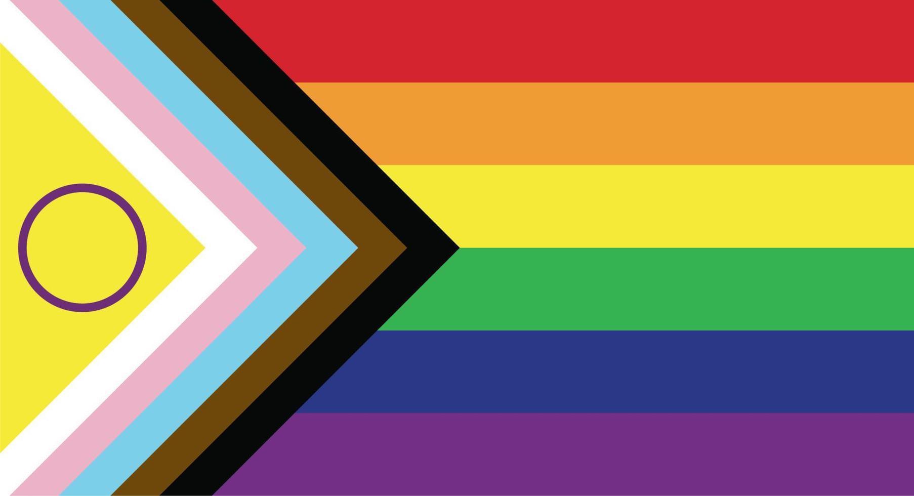 nouveau vecteur de drapeau de fierté lgbtq mis à jour. drapeau de fierté de progrès inclusif intersexe. drapeau de bannière pour lgbt, ou fierté lgbtqia.