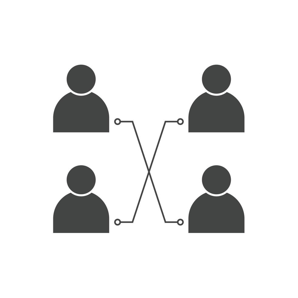 icône de réseau de coopération commerciale de groupe en contact vectoriel