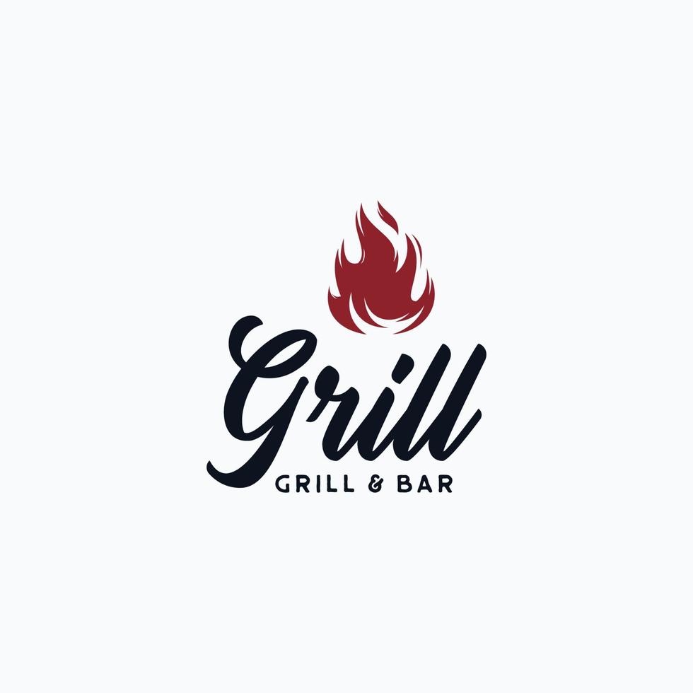 logo grillé au steak de barbecue vintage vecteur