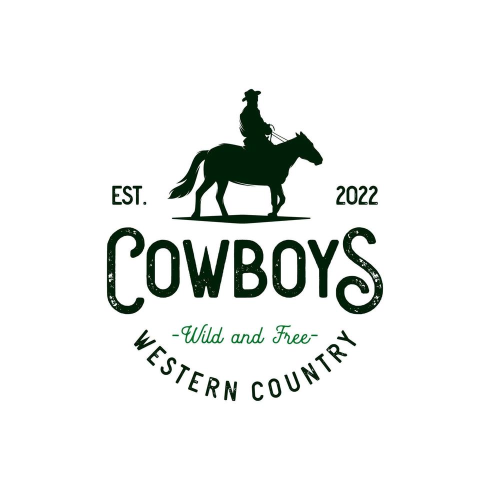 logo vintage de rodéo du far west cowboy vecteur