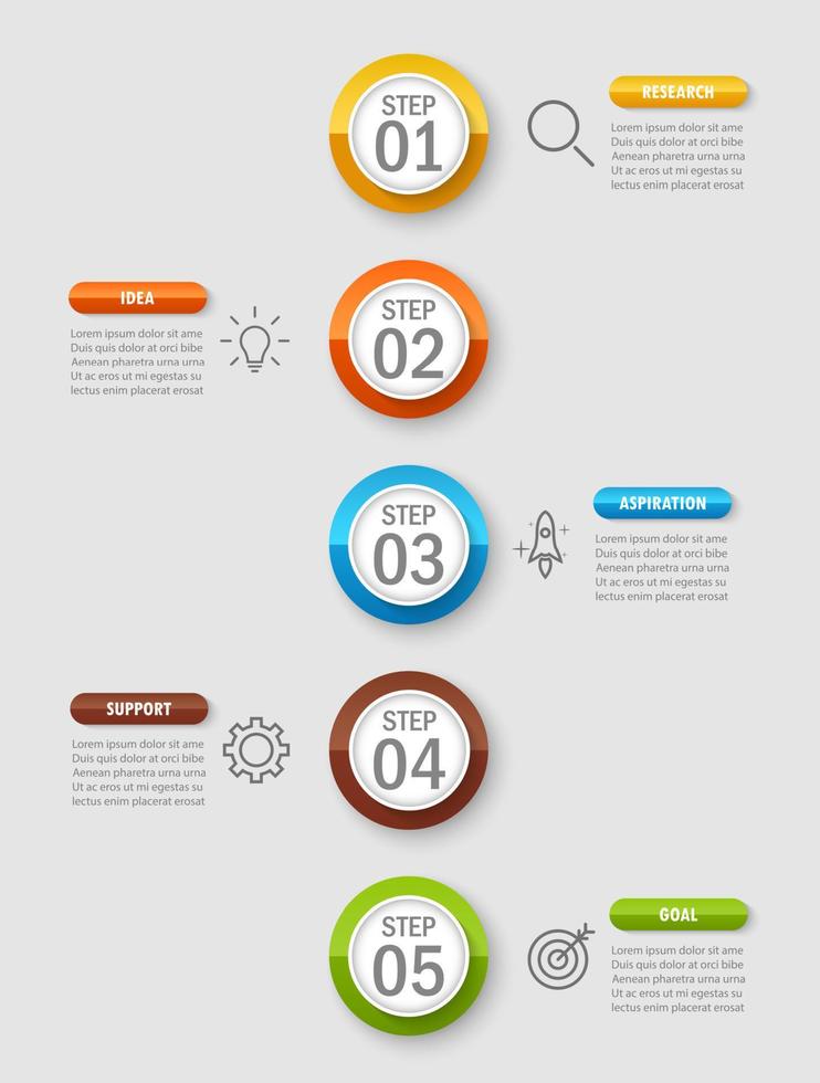 modèle d'infographie avec l'image de 5 rectangles vecteur