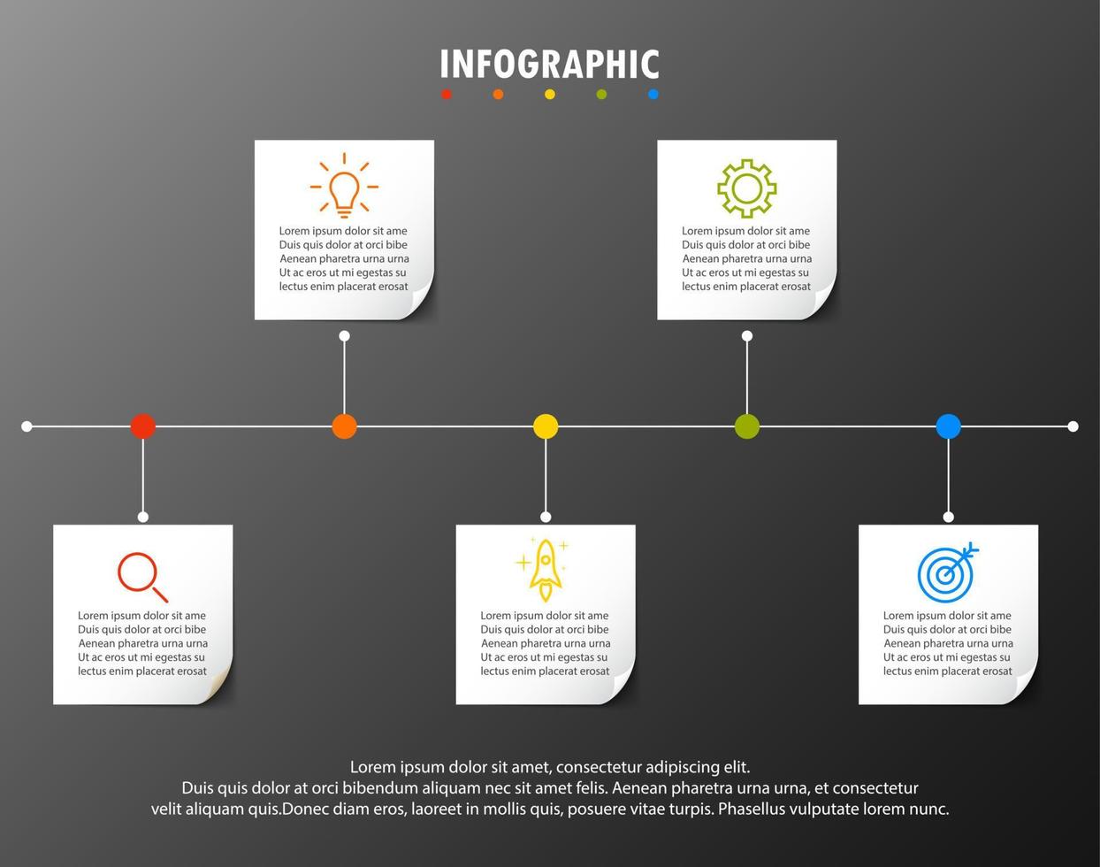 modèle d'infographie avec l'image de 5 rectangles vecteur