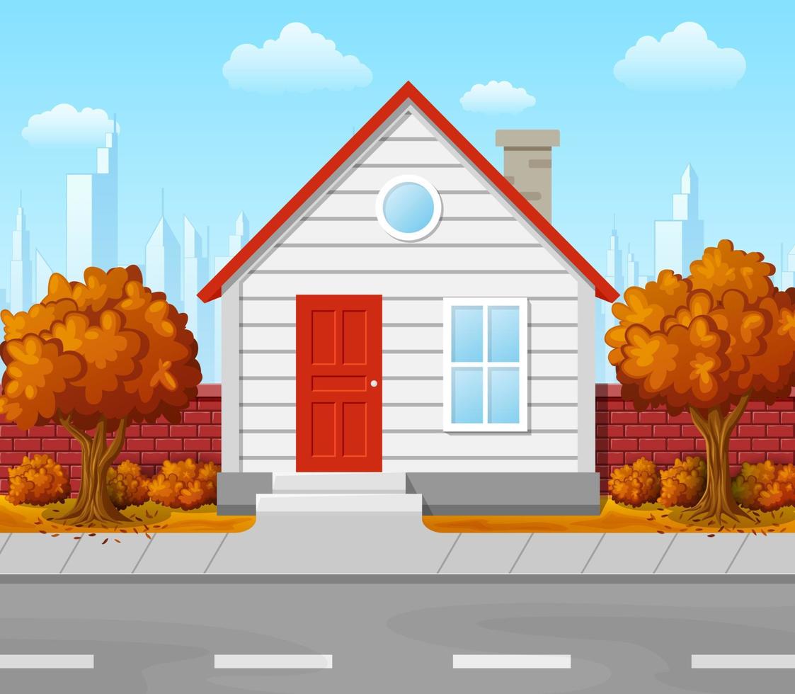 illustration vectorielle de paysage de montagne avec maison familiale en automne vecteur