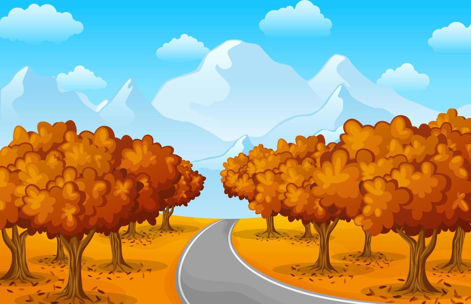 illustration vectorielle du paysage d'automne avec des montagnes et des arbres vecteur