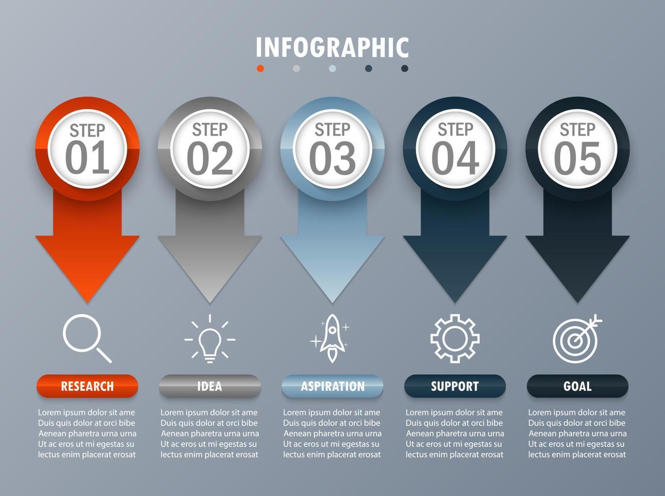 modèle d'infographie avec l'image de 5 rectangles vecteur