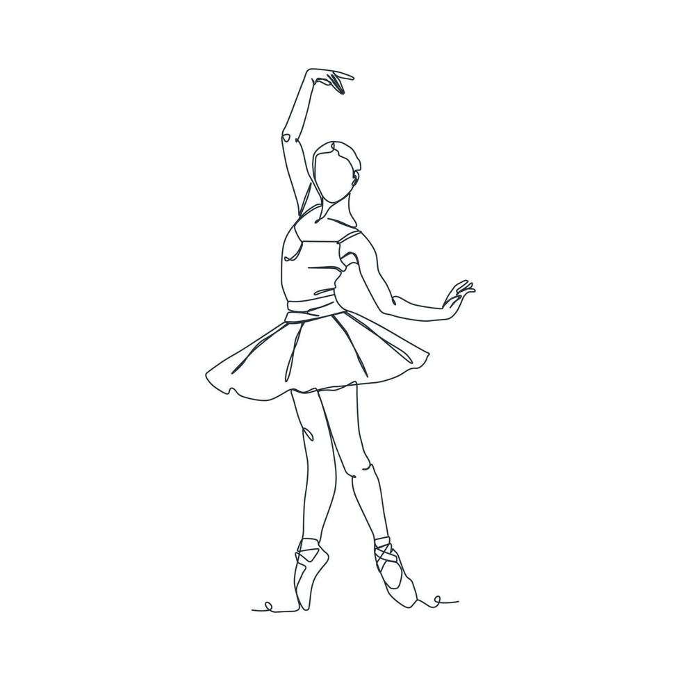 illustration en ligne continue du danseur de ballet vecteur