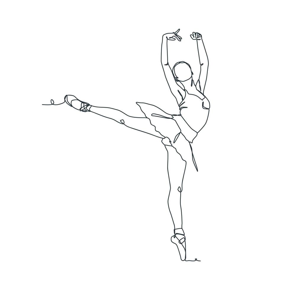 illustration en ligne continue du danseur de ballet vecteur