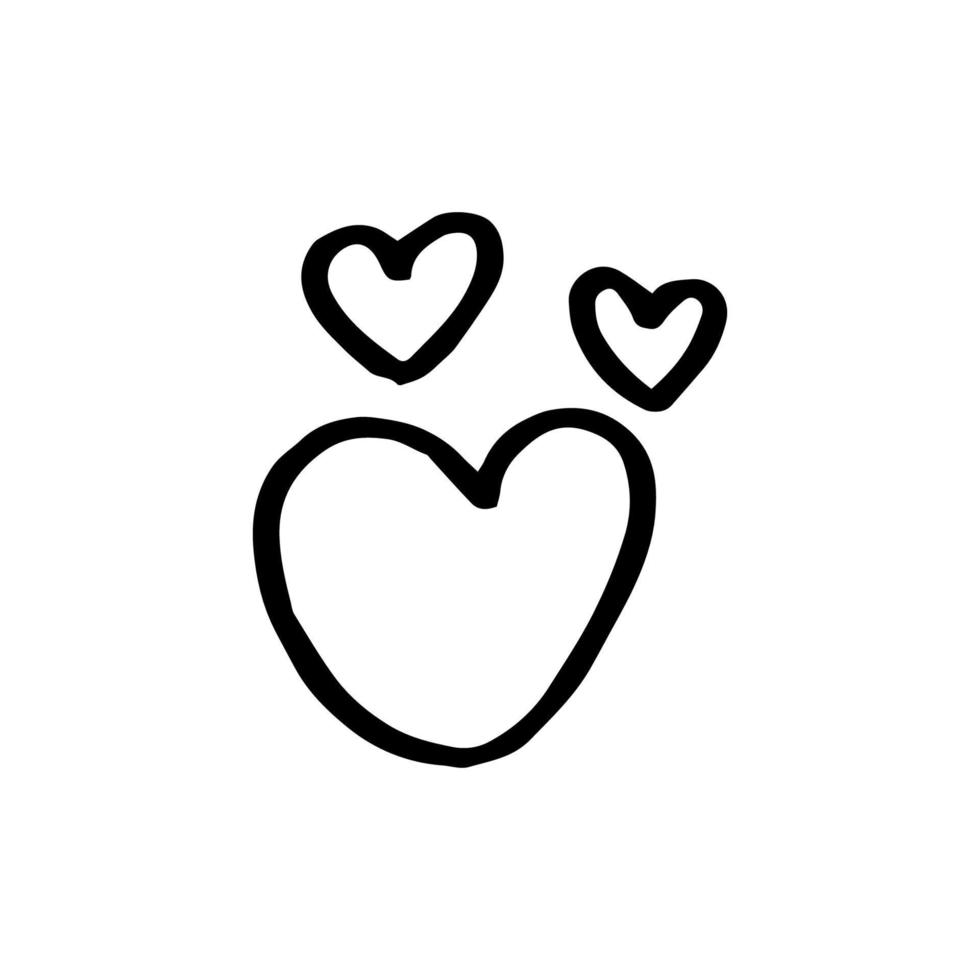 icône de vecteur coeur noir dessiné à la main.