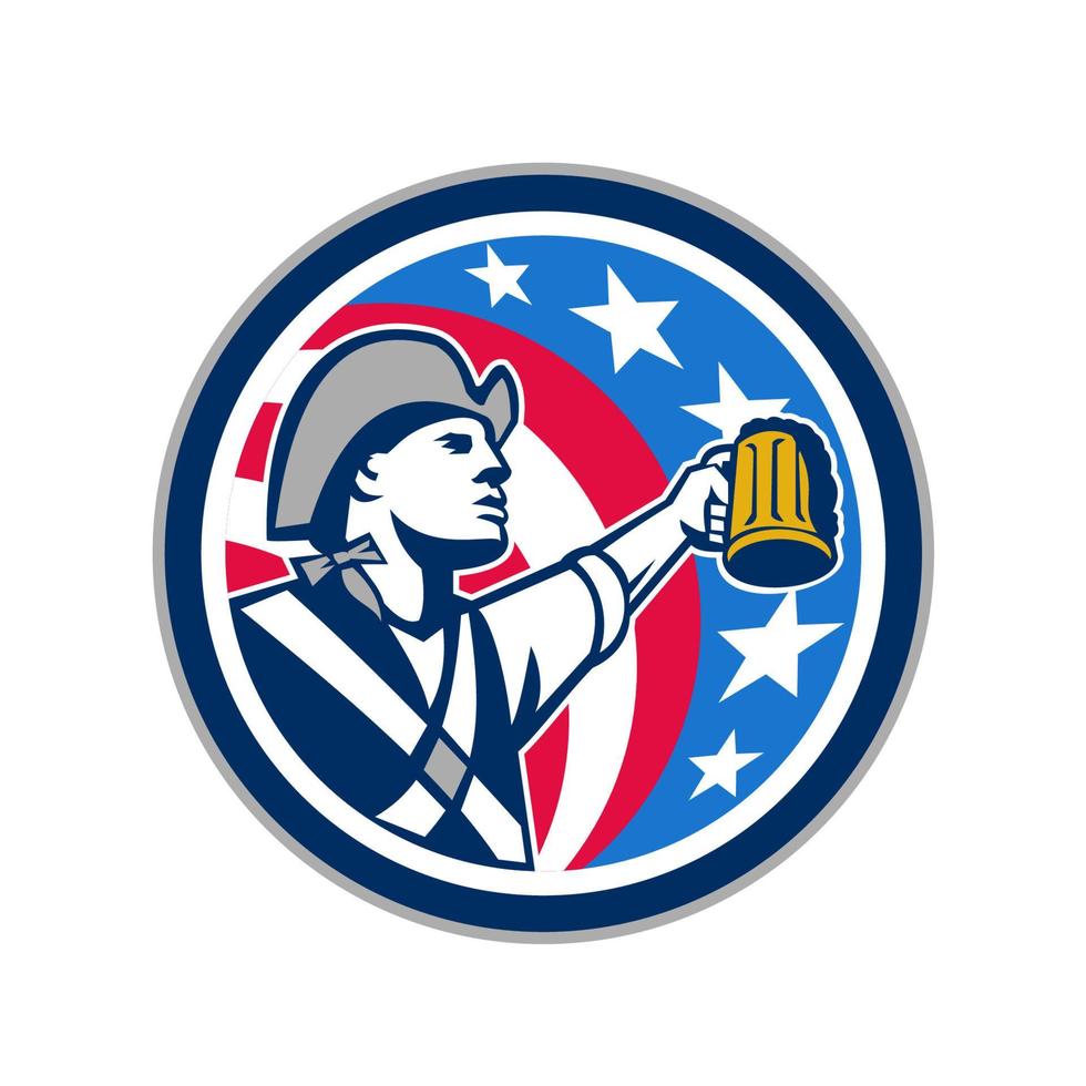 américain patriote artisanat chope de bière usa drapeau cercle rétro vecteur