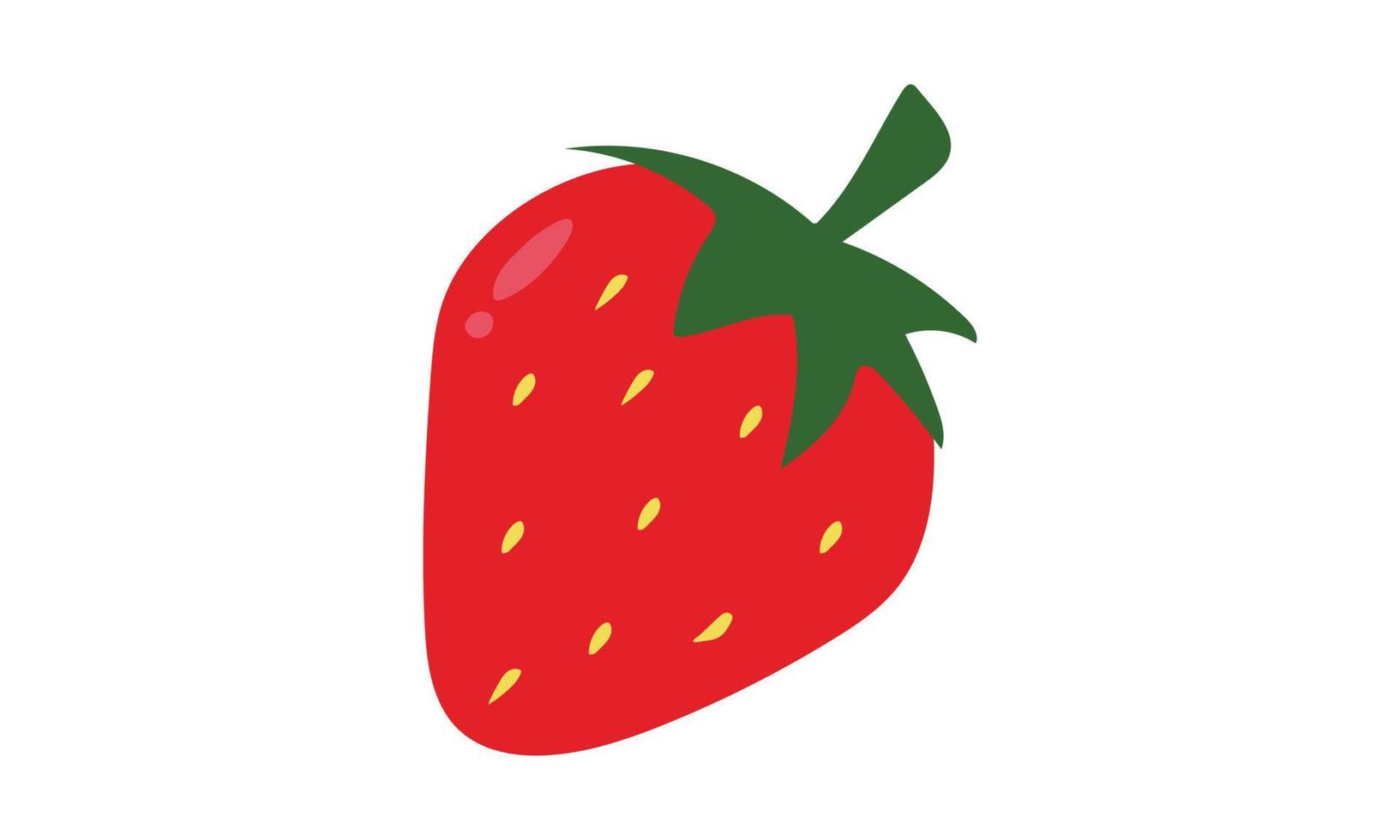 illustration de vecteur clipart fraise simple isolé sur fond blanc. fraise avec racine et feuilles style cartoon plat. icône de signe de fraise. aliments biologiques, légumes et concept de restaurant