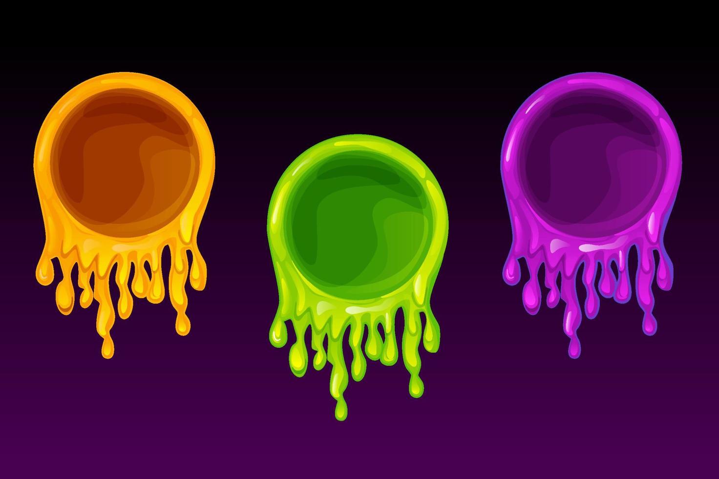 cadre slime, modèle lumineux vierge pour la conception graphique. illustration vectorielle définie avatar de slime vide pour les jeux d'interface utilisateur. vecteur