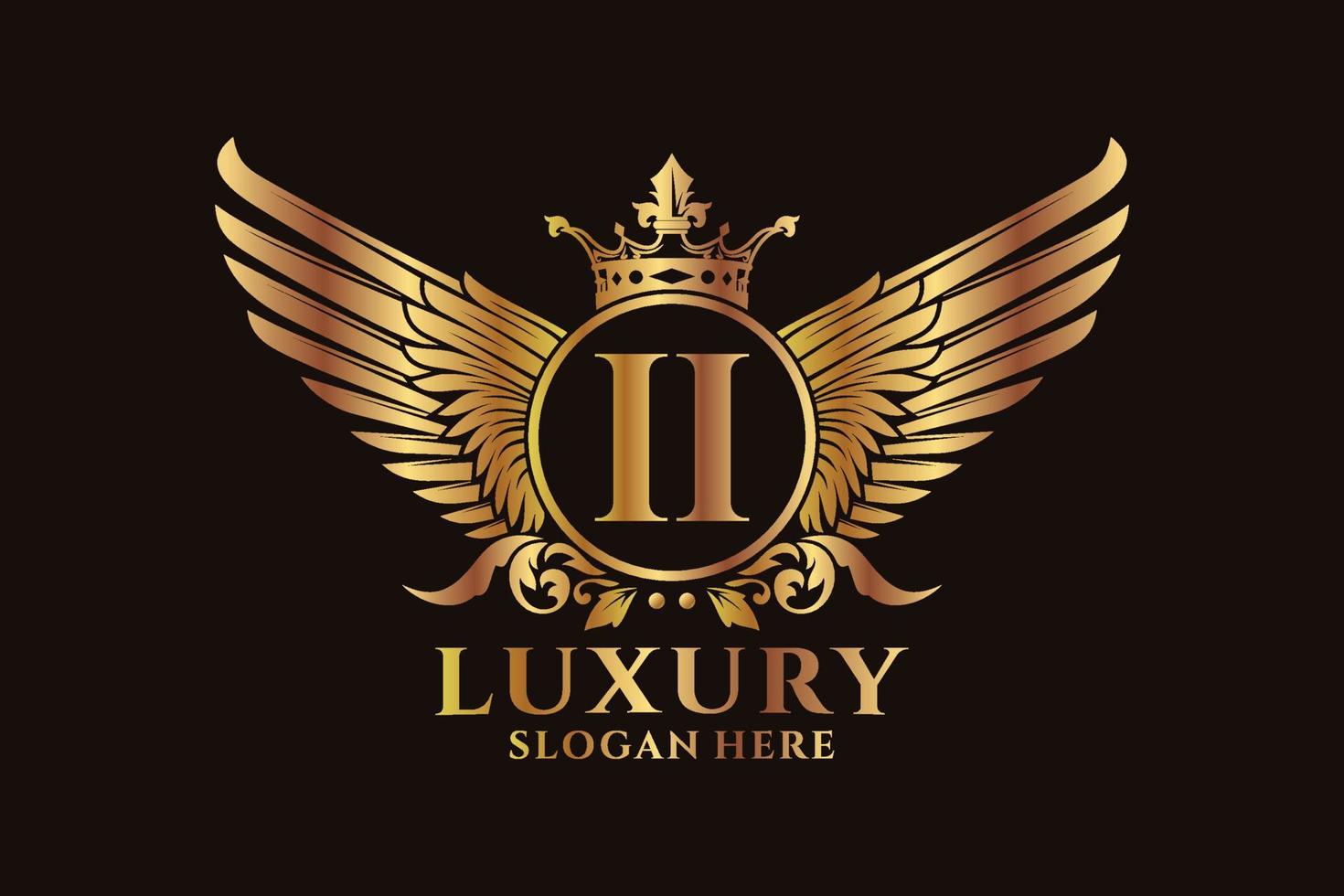 luxe royal aile lettre ii crête or couleur logo vecteur, logo de victoire, logo de crête, logo d'aile, modèle de logo vectoriel. vecteur