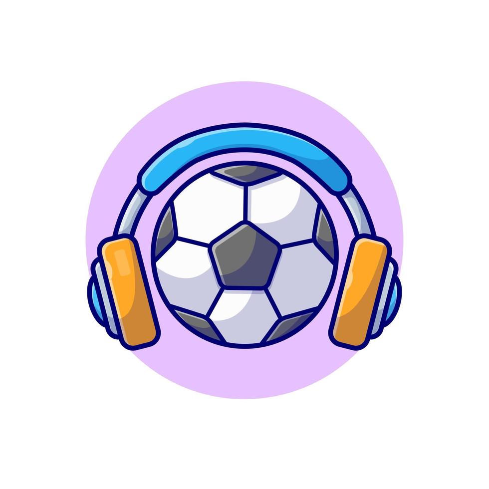 ballon de football avec illustration d'icône de vecteur de dessin animé de casque. concept d'icône de technologie sportive isolé vecteur premium. style de dessin animé plat