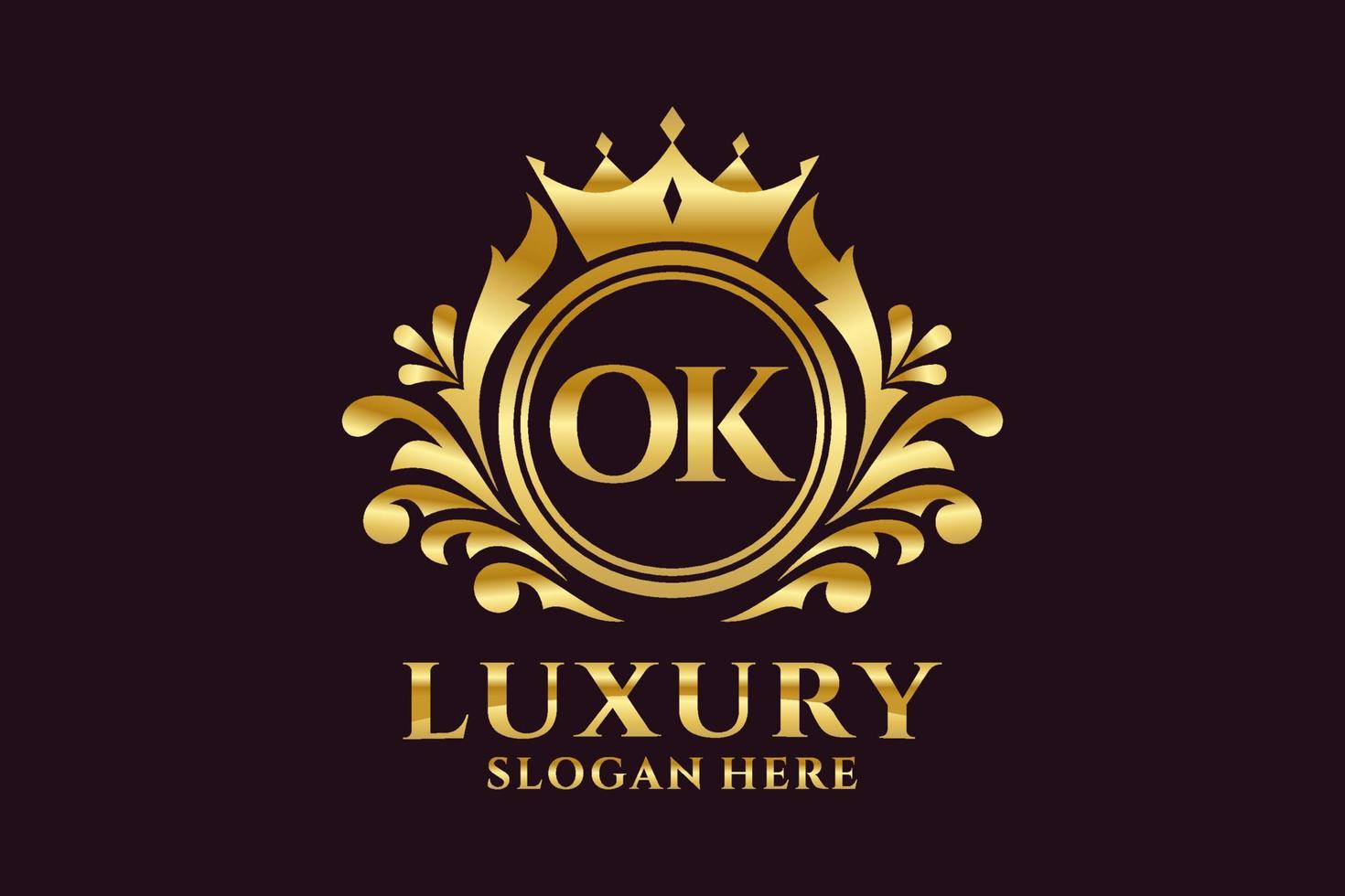 modèle de logo de luxe royal lettre initiale ok dans l'art vectoriel pour les projets de marque luxueux et autres illustrations vectorielles.