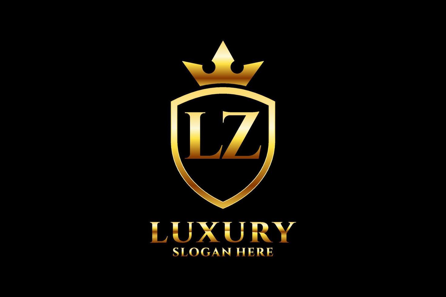 logo monogramme de luxe élégant initial lz ou modèle de badge avec volutes et couronne royale - parfait pour les projets de marque de luxe vecteur