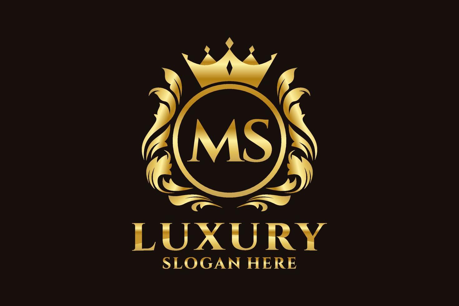 modèle initial de logo de luxe royal lettre ms dans l'art vectoriel pour les projets de marque luxueux et autres illustrations vectorielles.