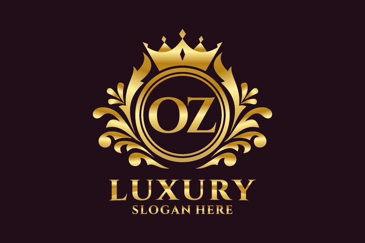 modèle initial de logo de luxe royal de lettre oz dans l'art vectoriel pour des projets de marque luxueux et d'autres illustrations vectorielles.