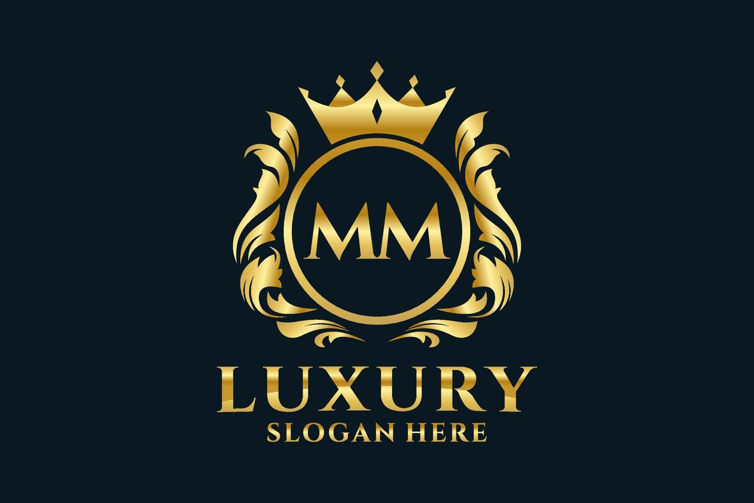 modèle de logo de luxe royal lettre initiale mm dans l'art vectoriel pour les projets de marque luxueux et autres illustrations vectorielles.