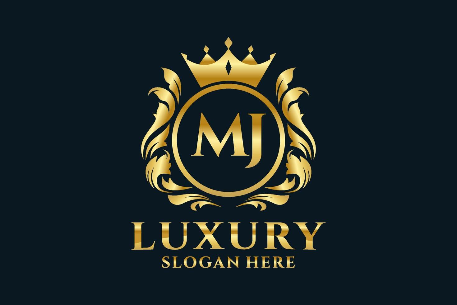 modèle de logo de luxe royal lettre initiale mj dans l'art vectoriel pour les projets de marque de luxe et autres illustrations vectorielles.