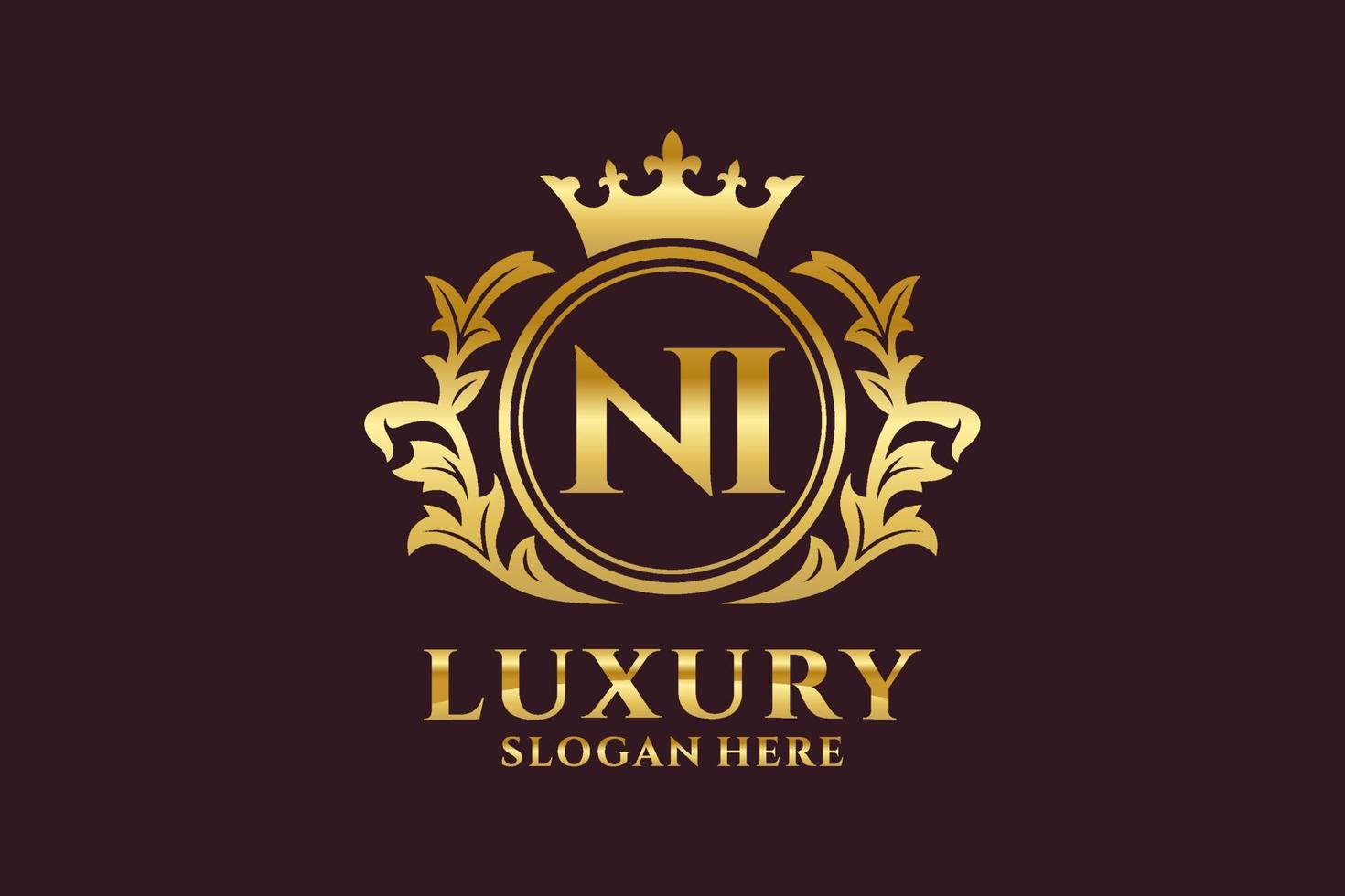 modèle de logo de luxe royal ni lettre initiale dans l'art vectoriel pour les projets de marque luxueux et autres illustrations vectorielles.