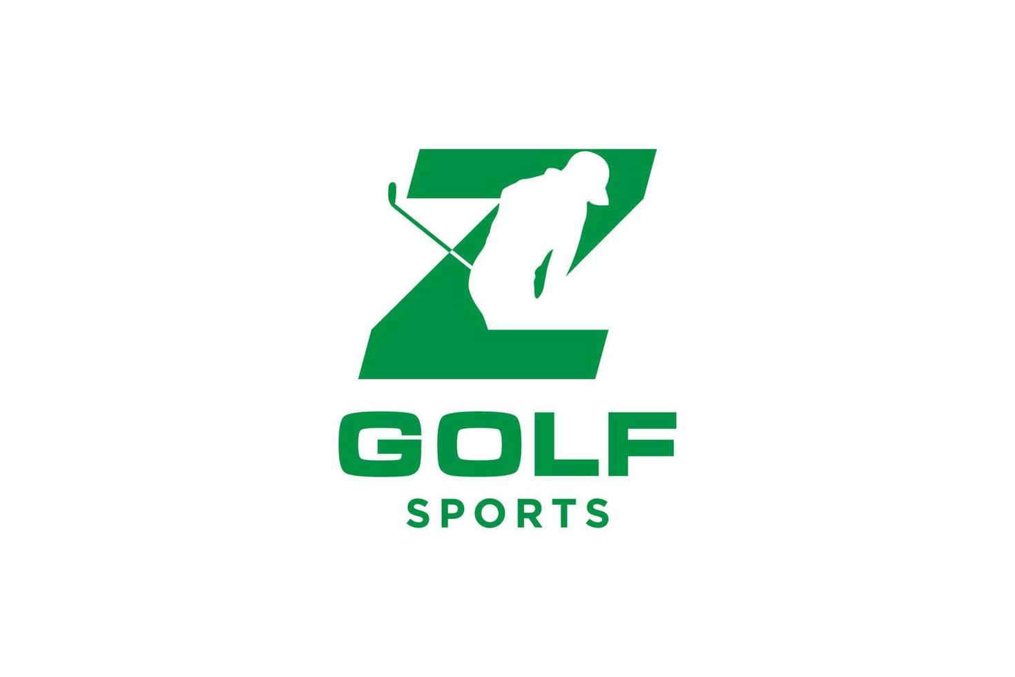 logo d'icône de lettre alphabet z pour modèle vectoriel de conception de logo de golf, étiquette vectorielle de golf, logo de championnat de golf, illustration, icône créative, concept de conception