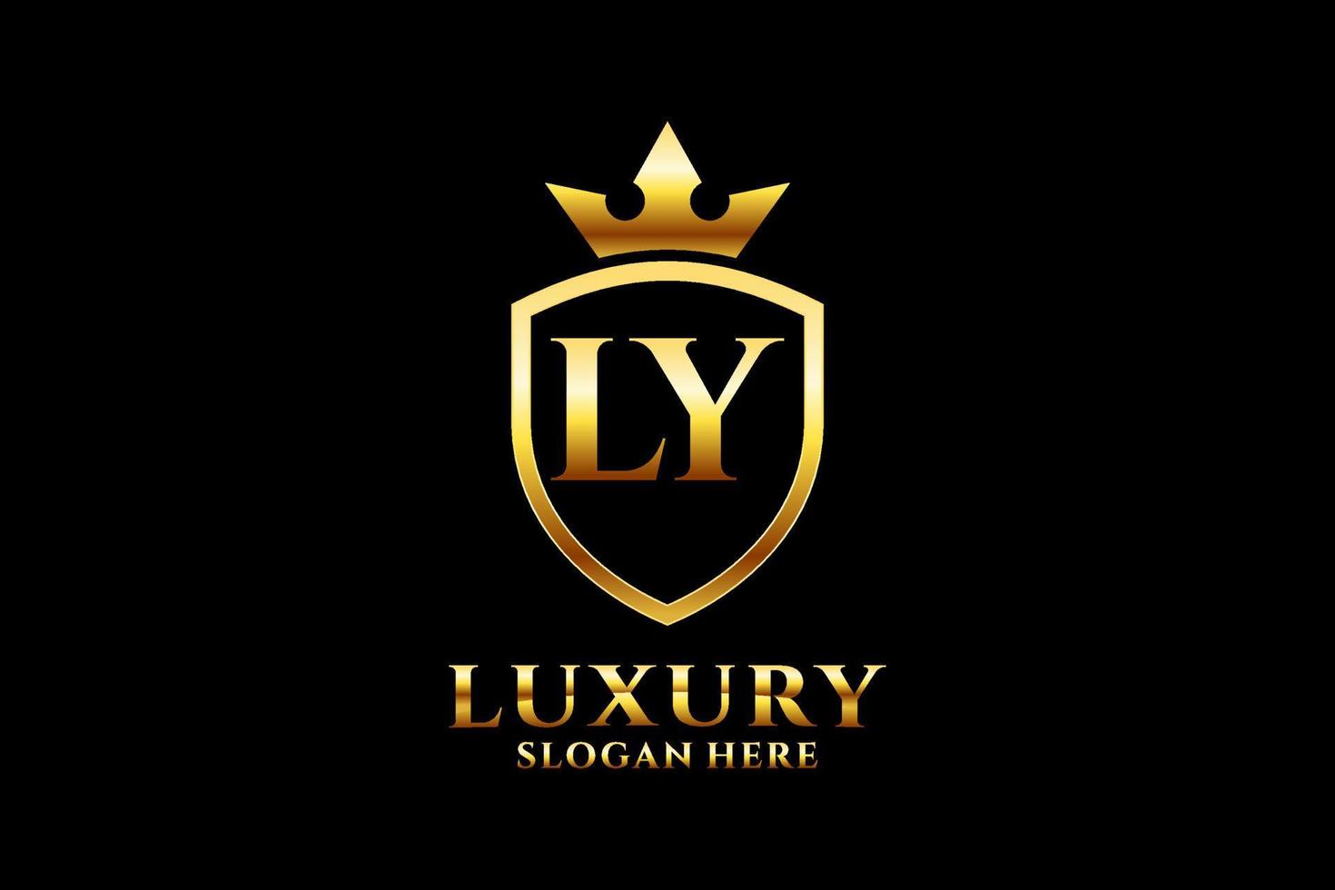 logo monogramme de luxe initialement élégant ou modèle de badge avec volutes et couronne royale - parfait pour les projets de marque de luxe vecteur