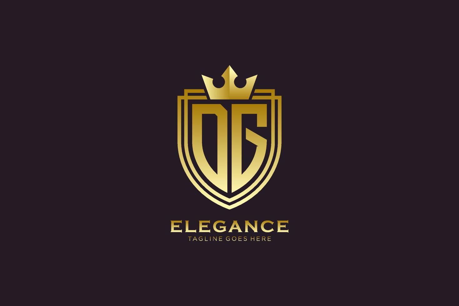 logo monogramme de luxe élégant initial dg ou modèle de badge avec volutes et couronne royale - parfait pour les projets de marque de luxe vecteur