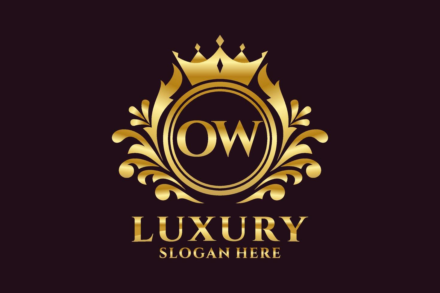 modèle de logo de luxe royal lettre initiale ow dans l'art vectoriel pour les projets de marque luxueux et autres illustrations vectorielles.