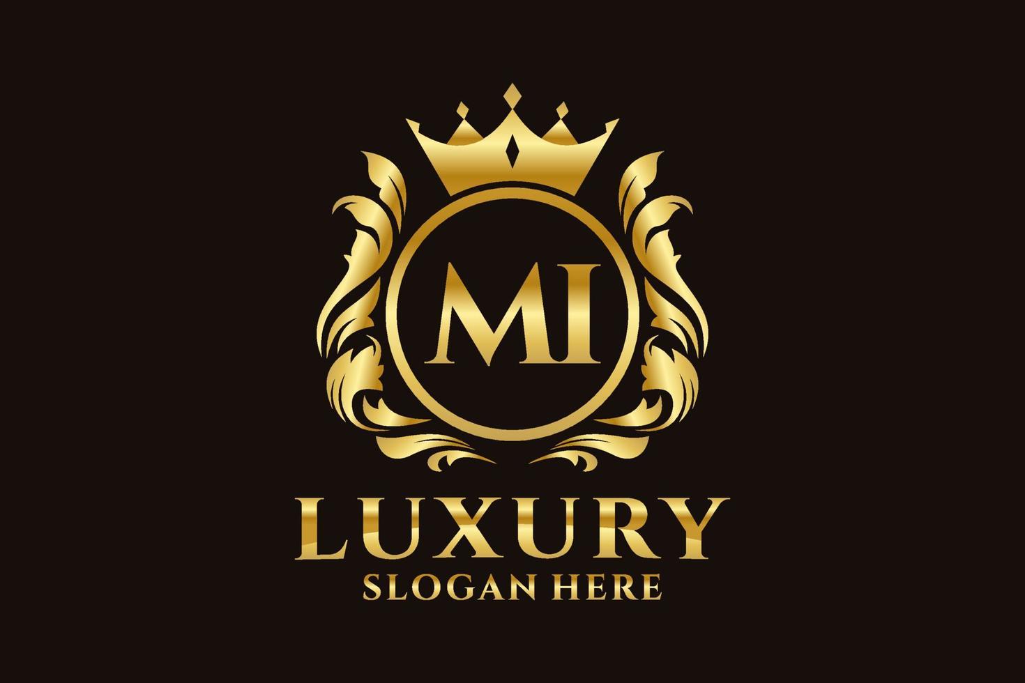 modèle de logo de luxe royal lettre initiale mi dans l'art vectoriel pour les projets de marque luxueux et autres illustrations vectorielles.