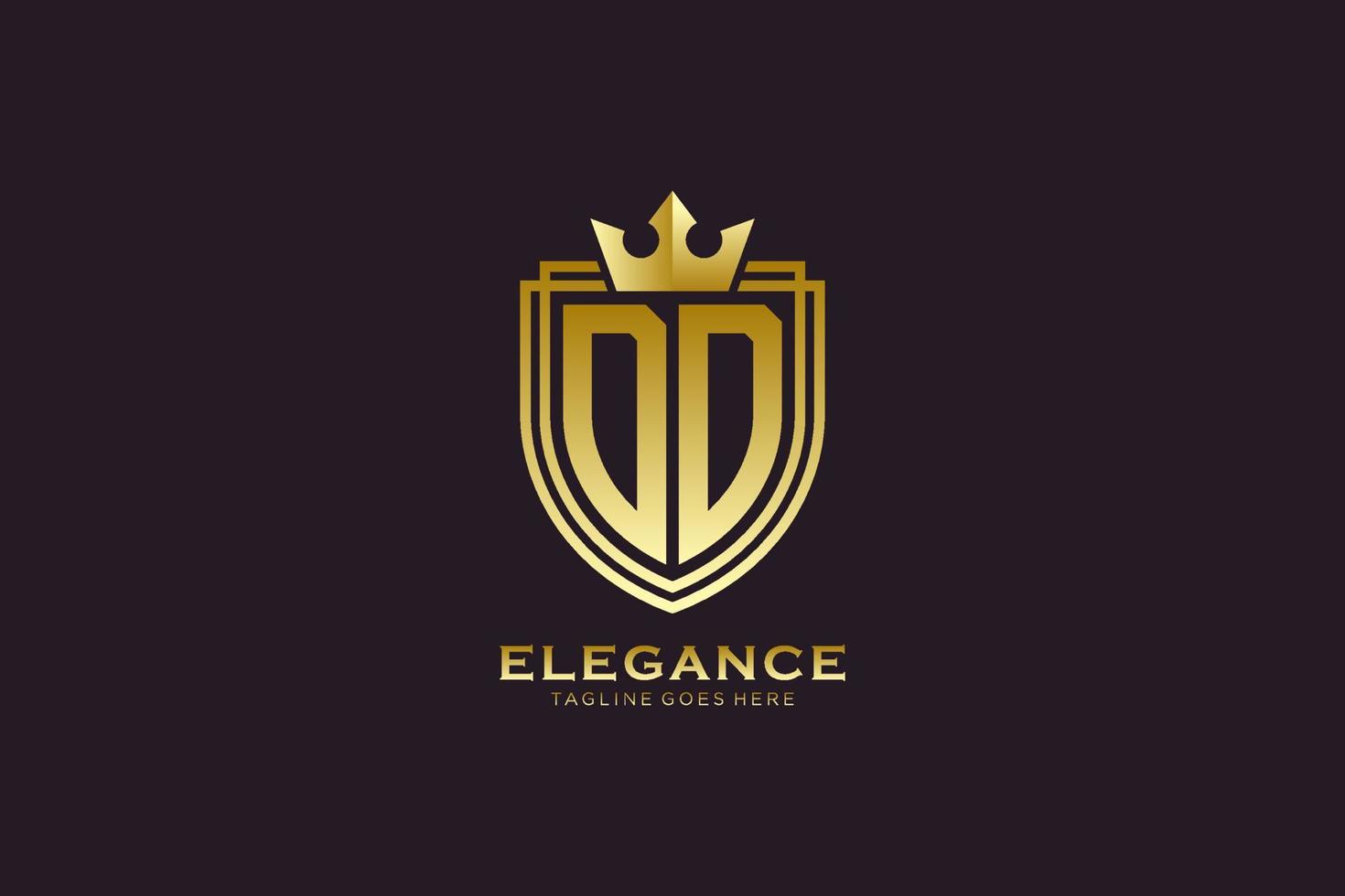 logo monogramme de luxe élégant initial dd ou modèle de badge avec volutes et couronne royale - parfait pour les projets de marque de luxe vecteur