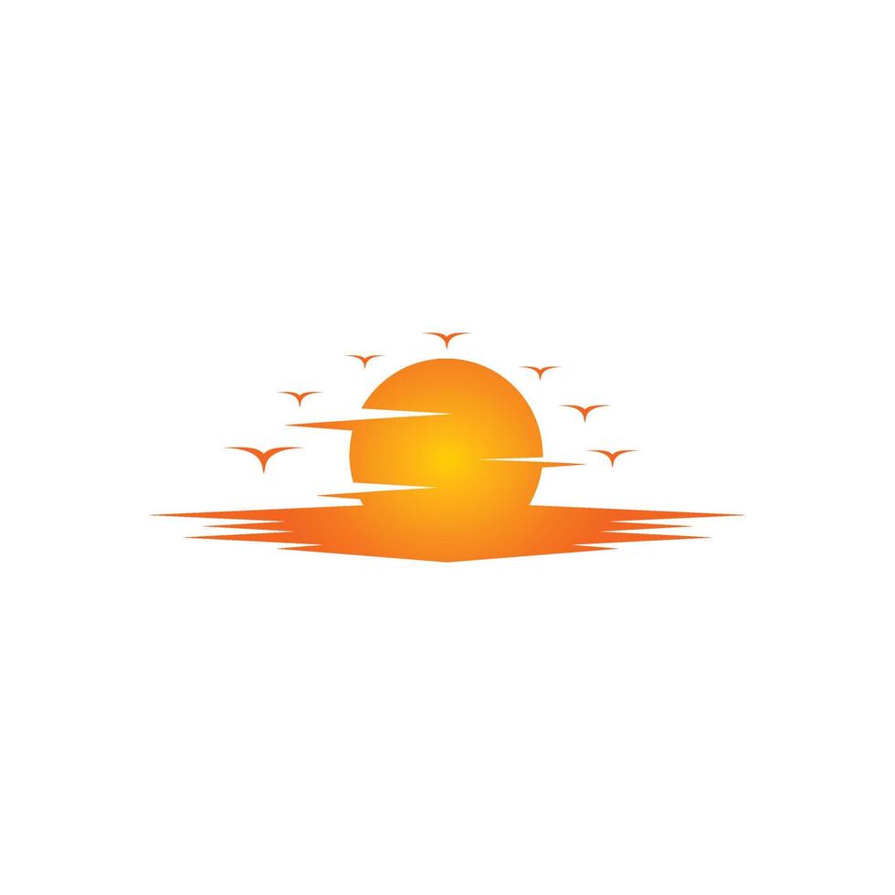 beau logo de coucher de soleil sur la plage vecteur