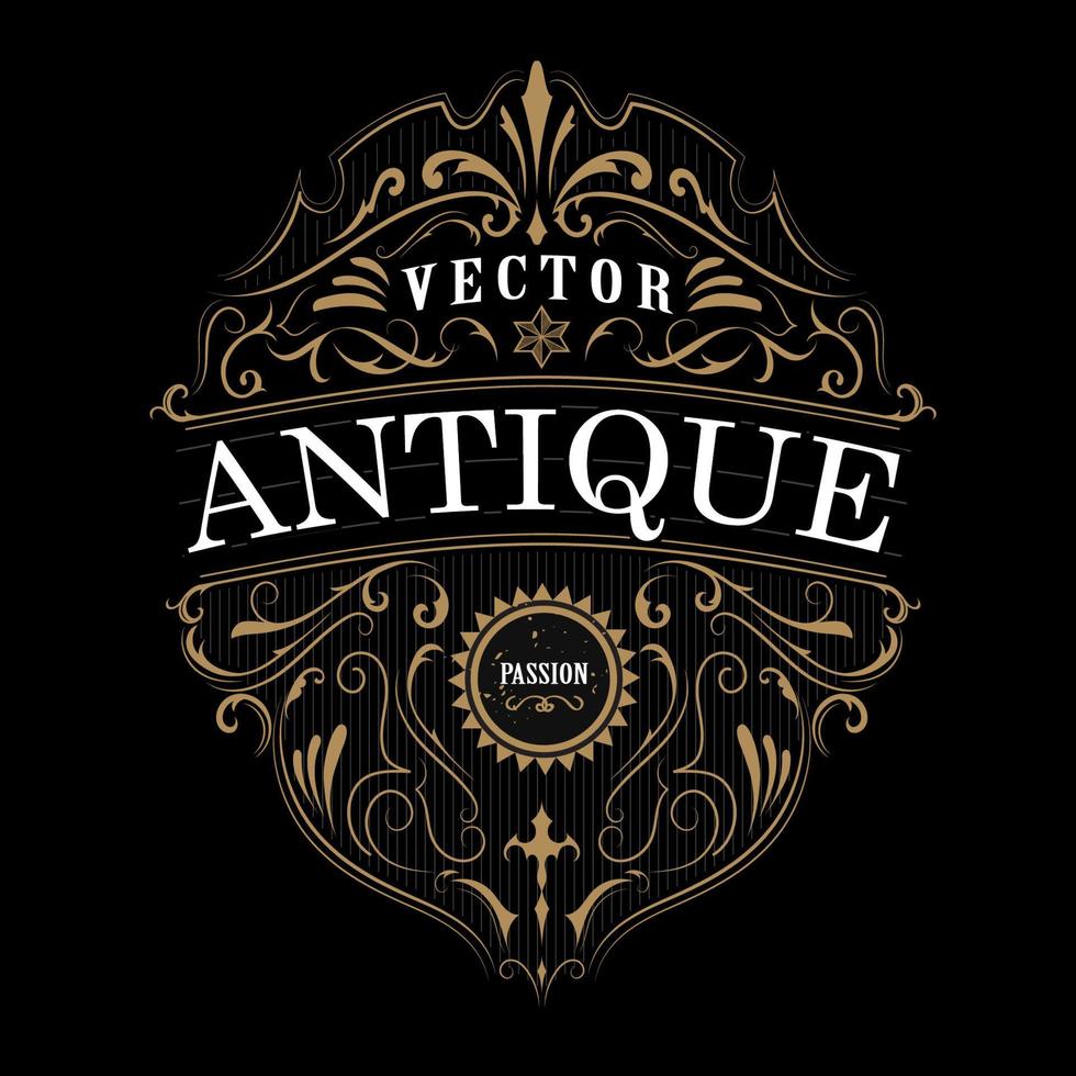 étiquette vintage typographie conception de cadre antique vecteur de frontière