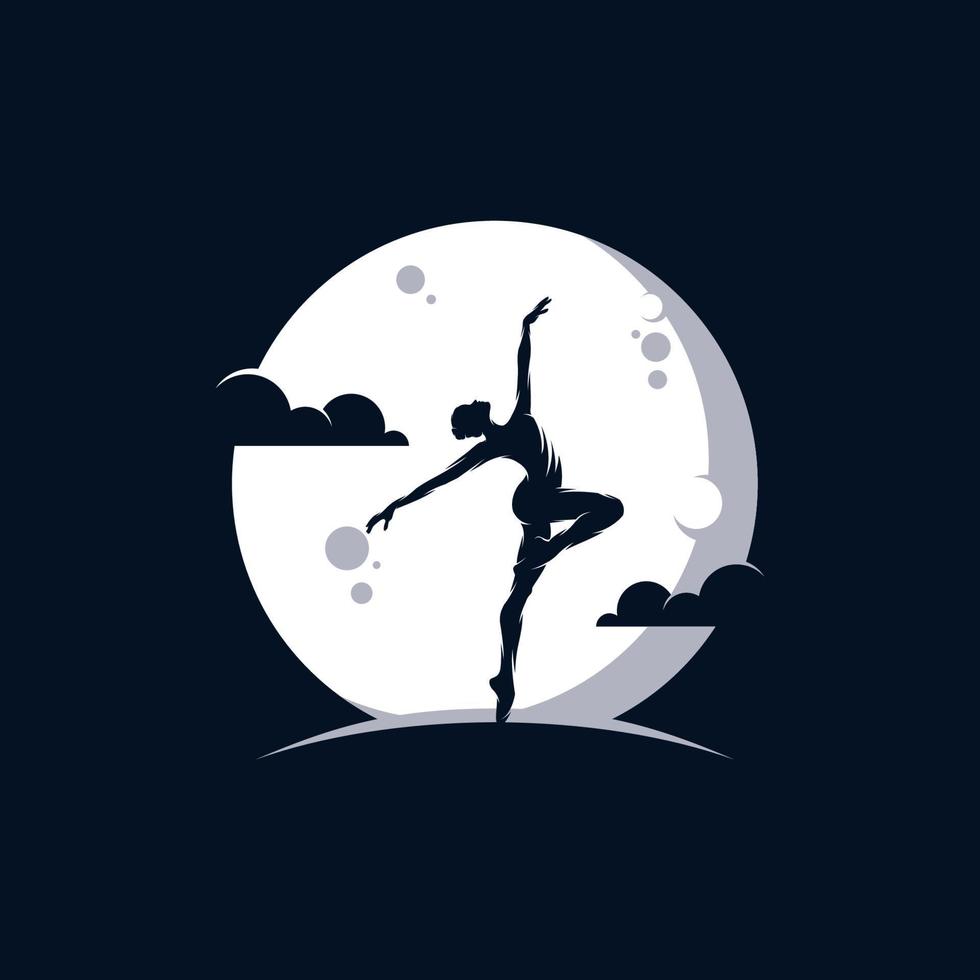 logo pour un studio de ballet ou de danse dans la lune vecteur