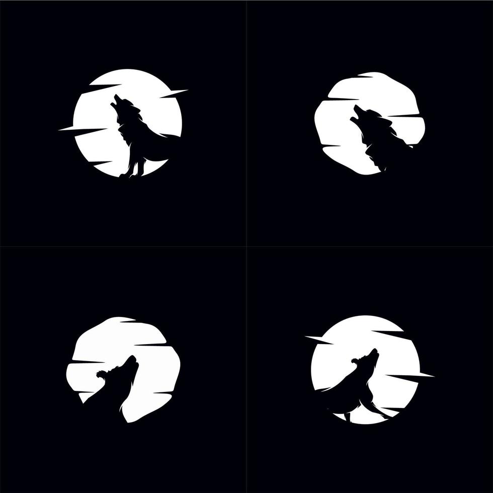 le loup hurle à la lune logo vecteur