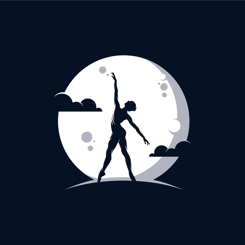 logo pour un studio de ballet ou de danse dans la lune vecteur