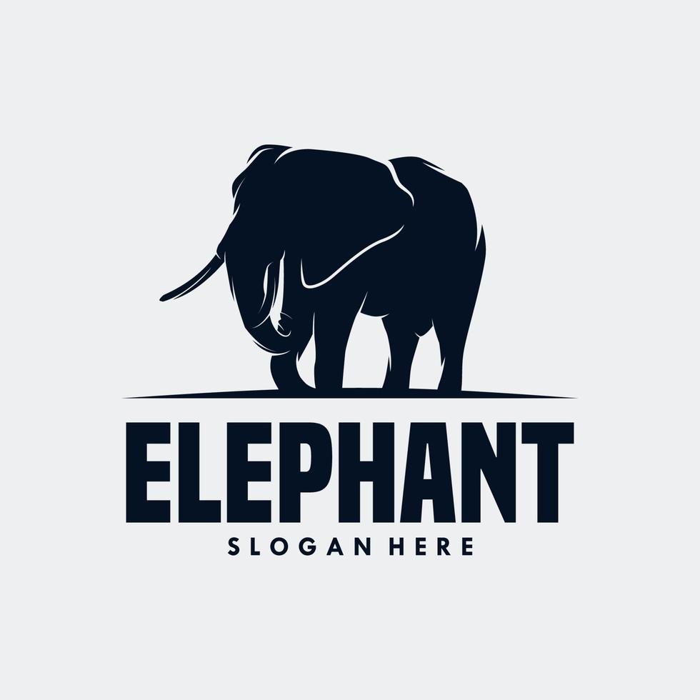 silhouette de l'éléphant dans la création de logo de lune vecteur