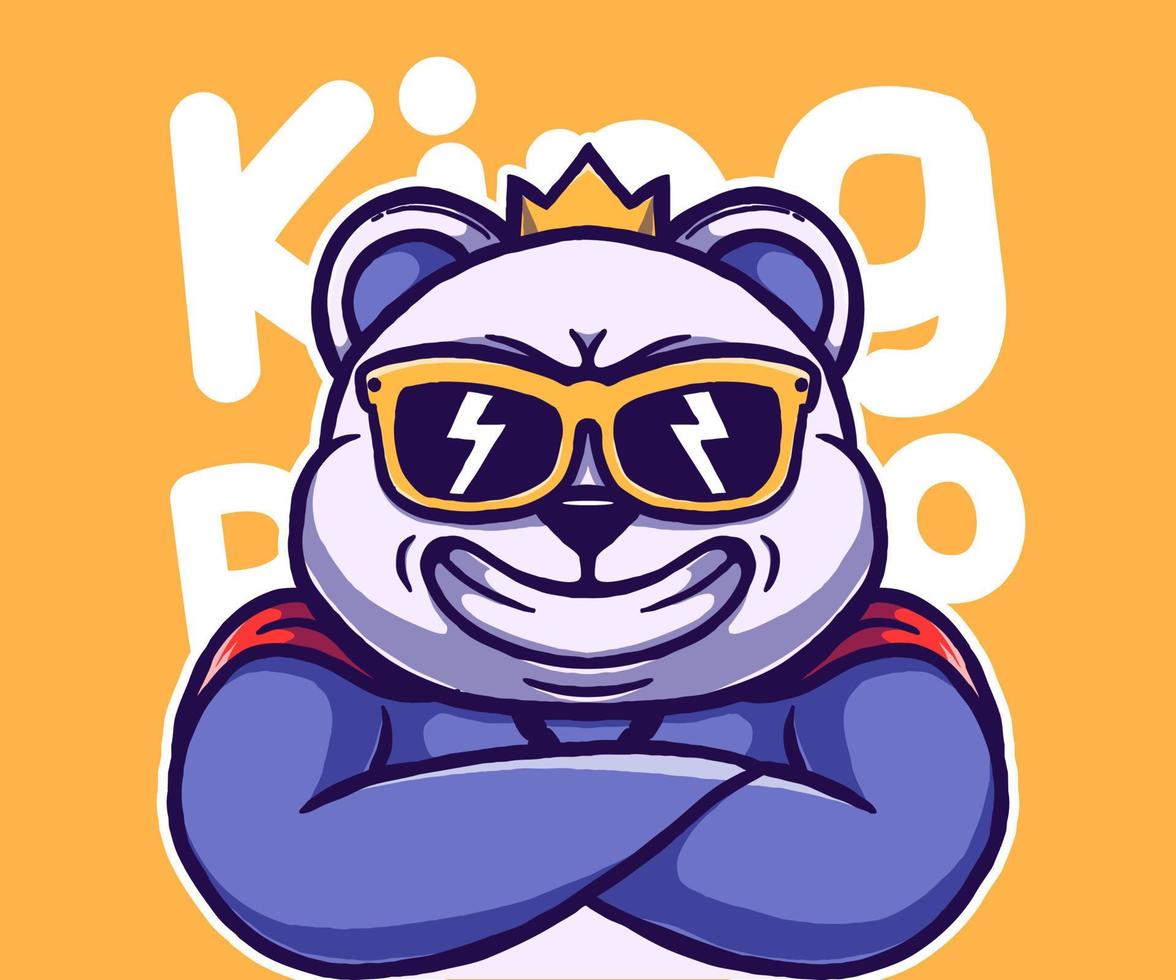 illustration vectorielle de la mascotte du roi panda. vecteur