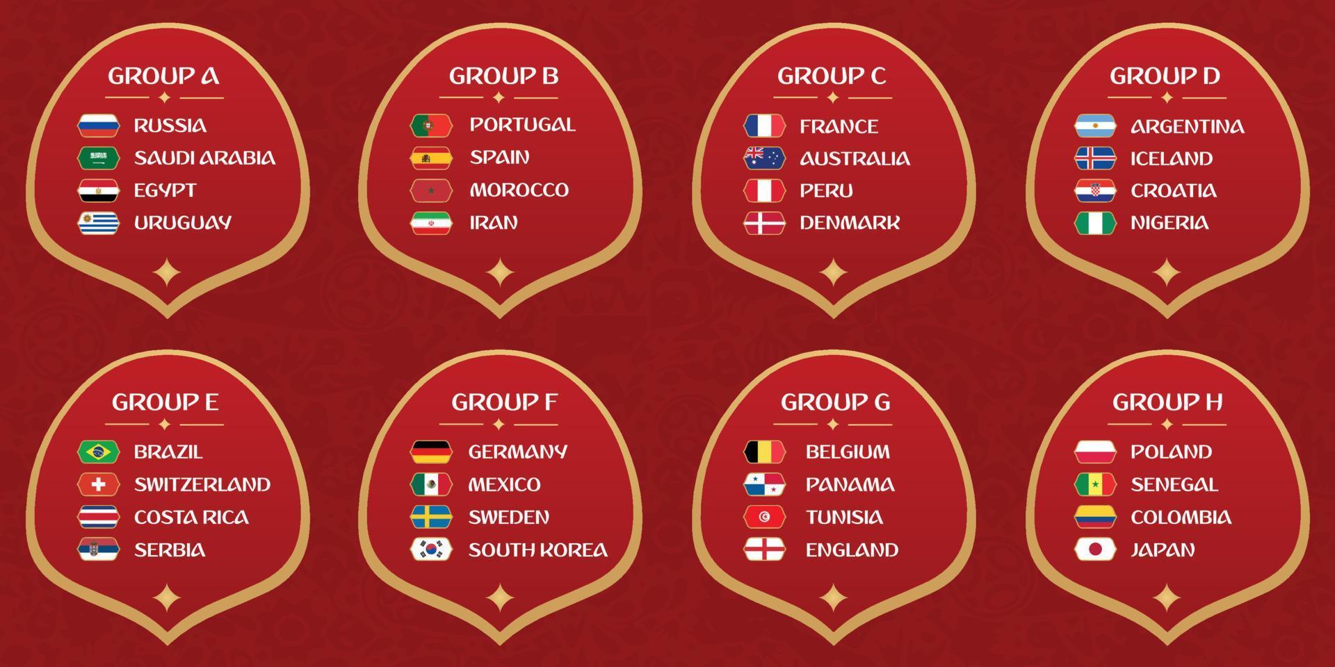 groupes de coupe du monde de football vecteur