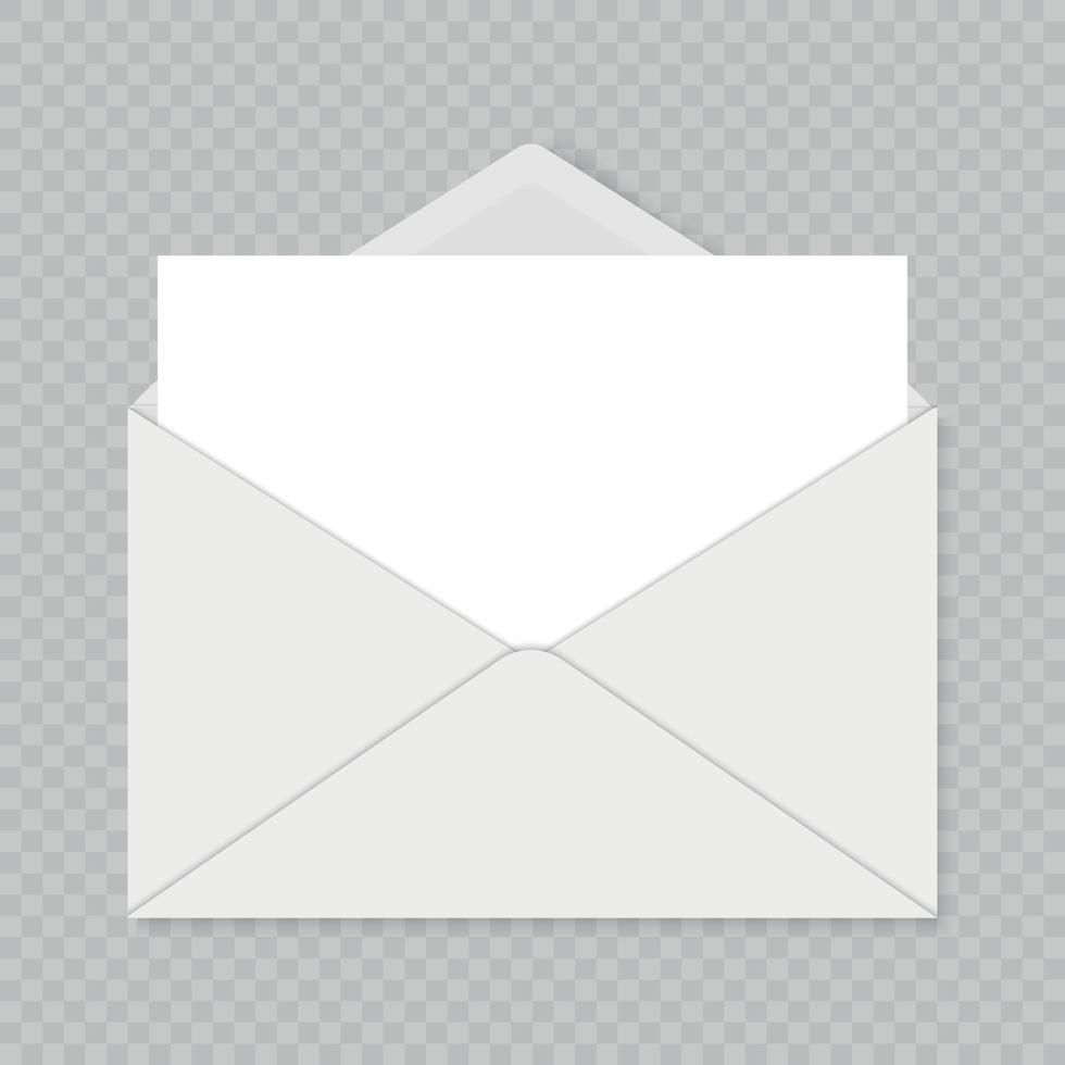 modèle d'enveloppe de courrier sur fond transparent. modèle de carte de voeux vecteur