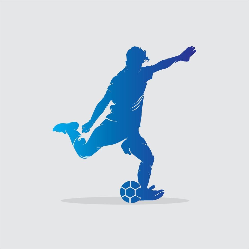 modèle de conception de logo de joueur de football en action vecteur