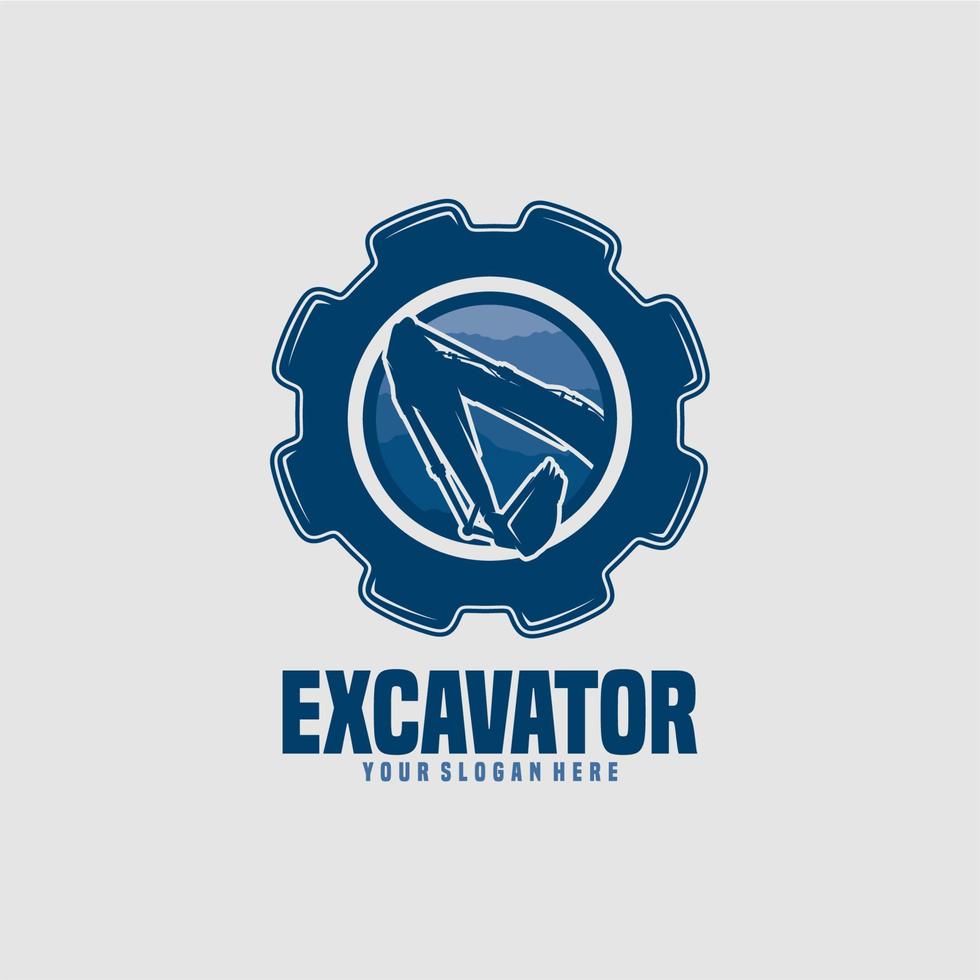 création de logo de construction de machine d'excavatrice vecteur
