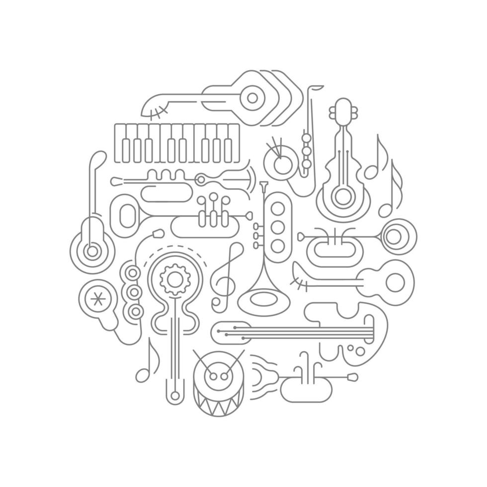 dessin au trait instruments de musique vecteur