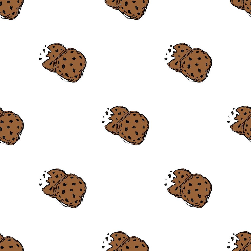 motif de biscuits au chocolat sans soudure. bonbons et fond de bonbons. illustration vectorielle de doodle avec des bonbons et des icônes de bonbons vecteur