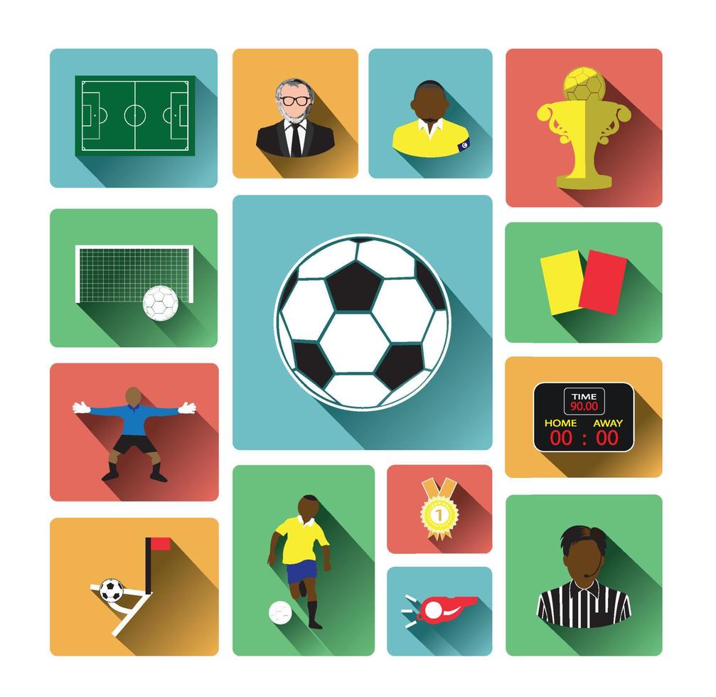 composition d'icônes de football avec effet d'ombre portée vecteur